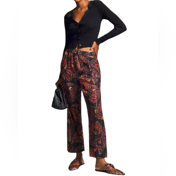 Farm Rio for Anthropologie Lurex Stripe Printed Pants Size Small - Picture 16 of 16